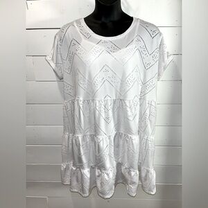 IN EVERY STORY – White Eyelet Dress with Lining – Size X – 2-Piece Set